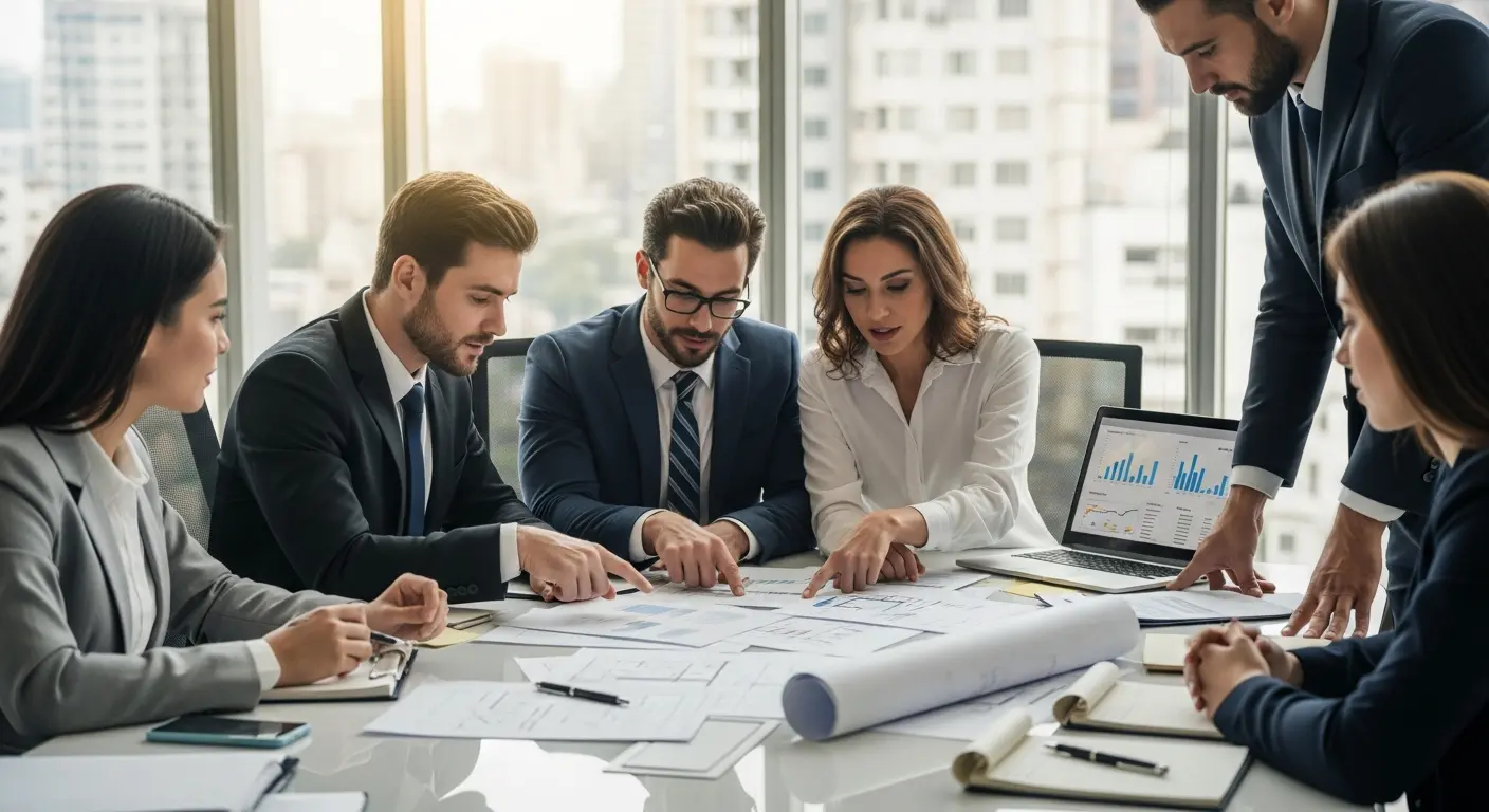 Real Estate Lawyers in a meeting around a table